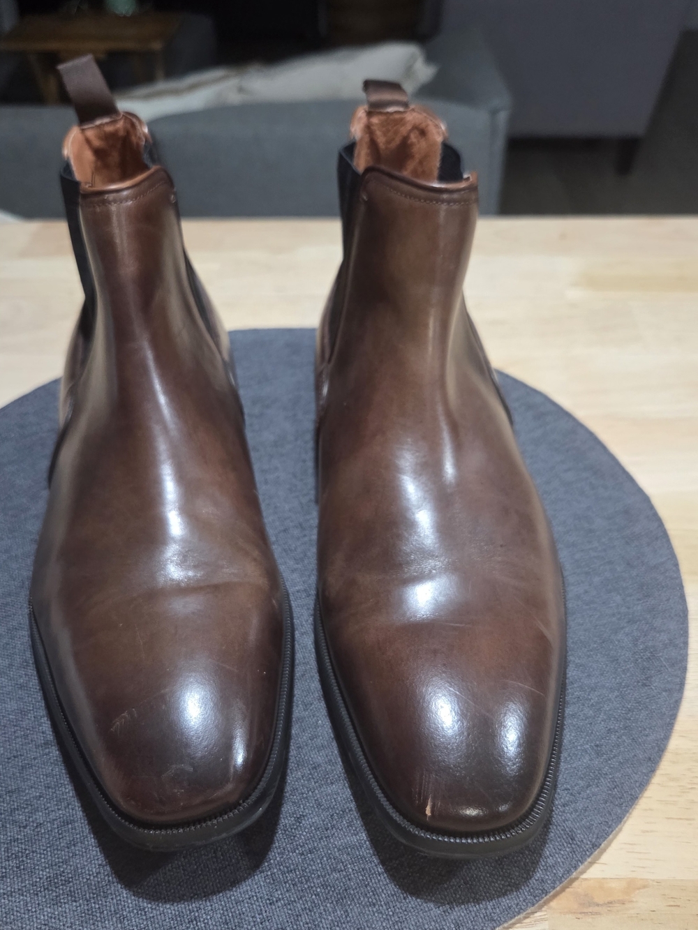Florsheim Brown Leather Chelsea Boots with Pull Tabs